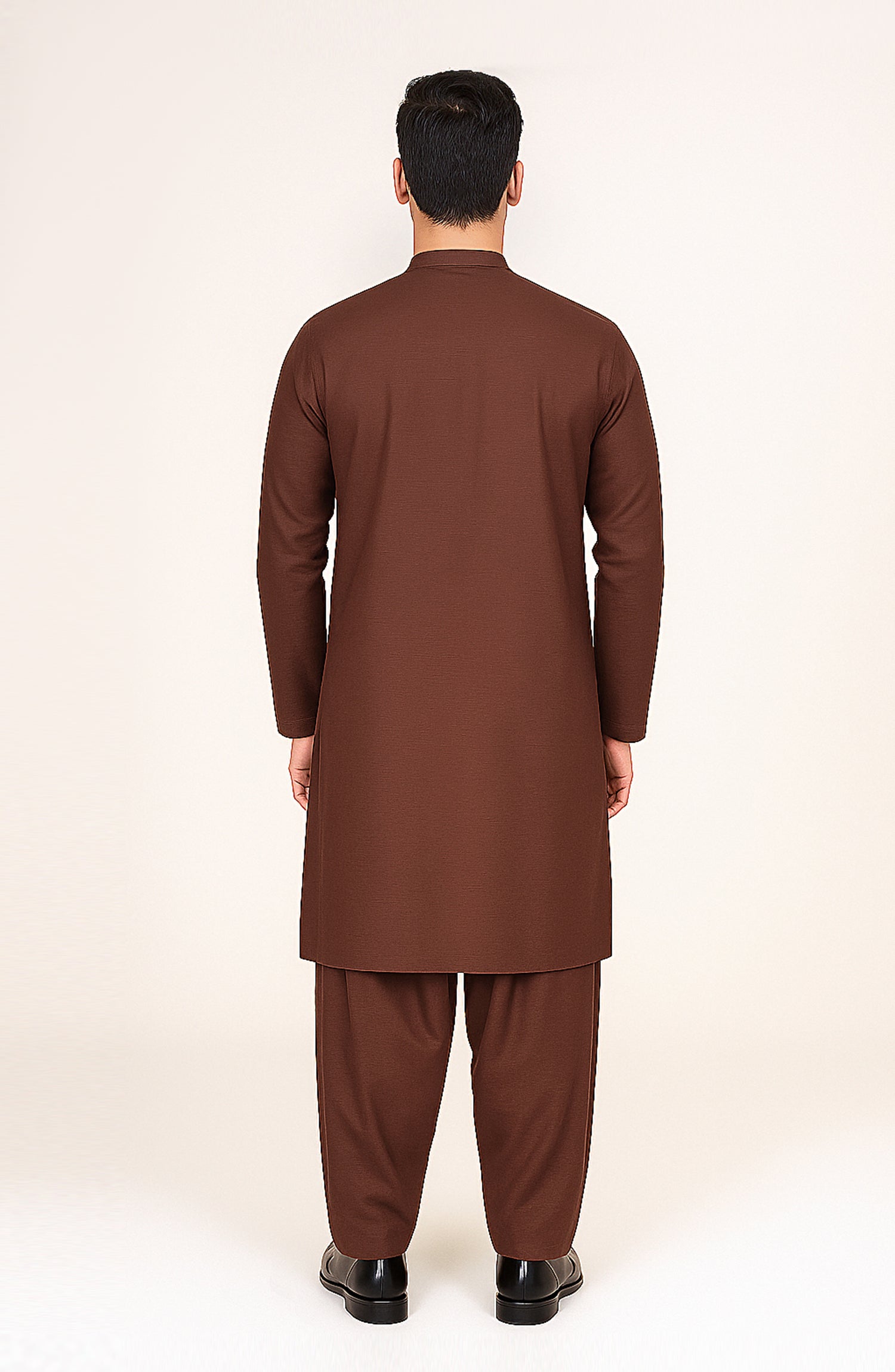 Men's Front Embroidered Band Collar Suit - Shop Now at Shahnameh