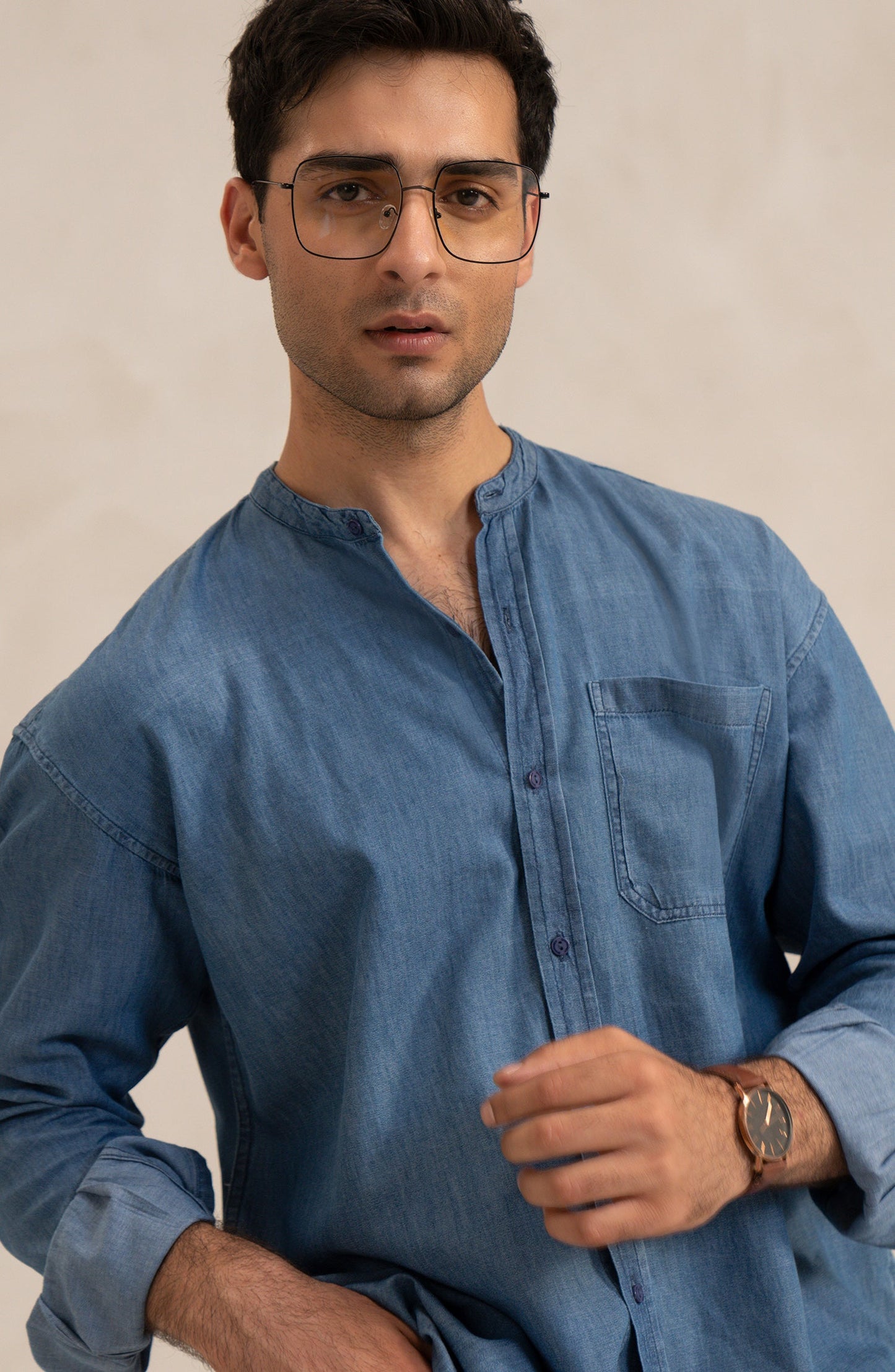 Men's Light Wash Denim Tunic