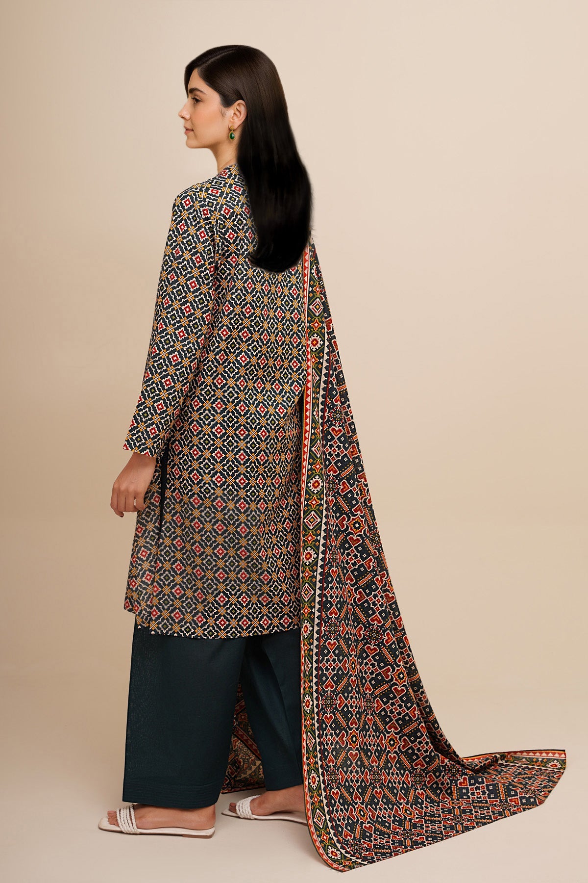 3 Piece - Printed Khaddar Suit - X7106 - Shop Now at Kayseria