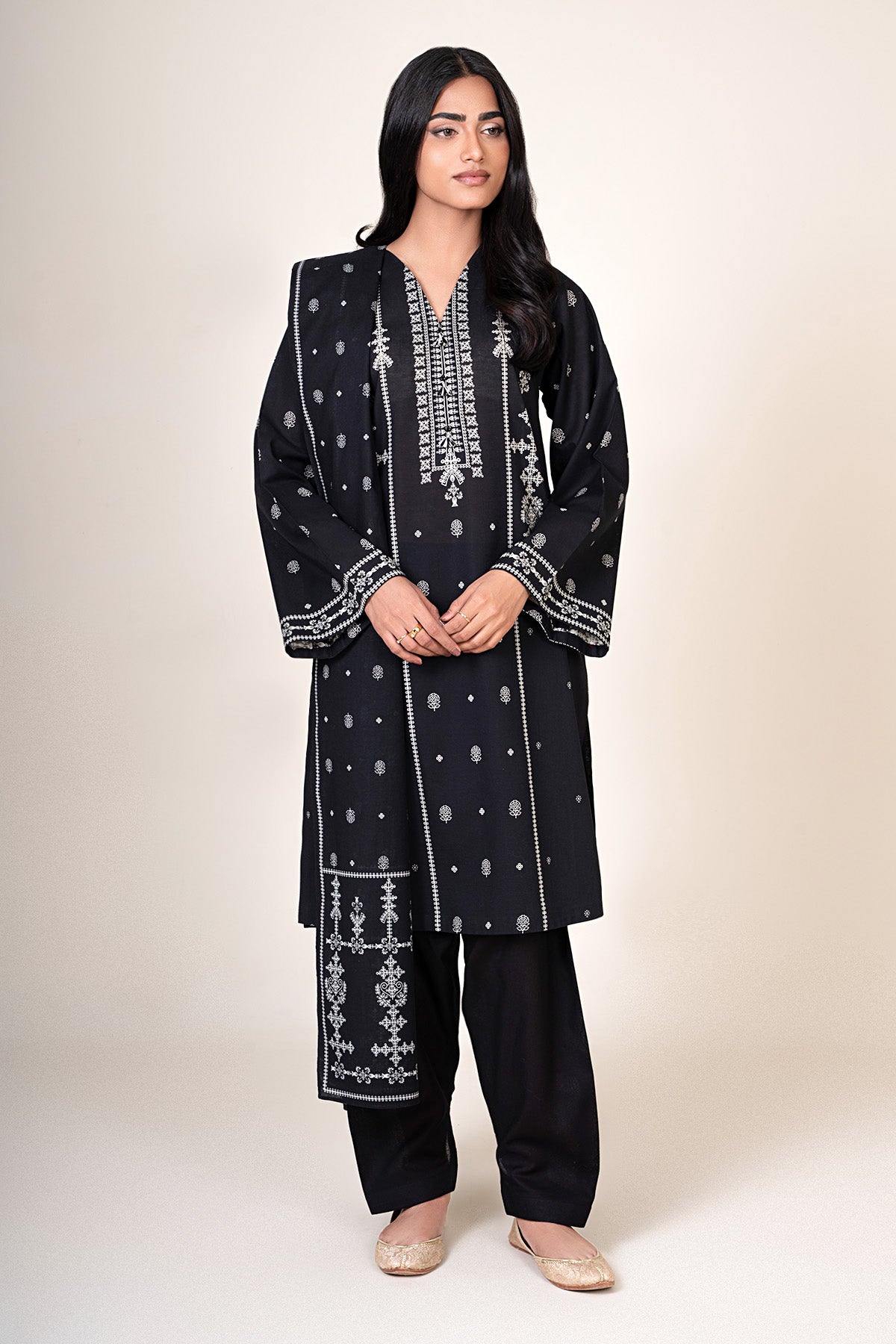 3 Piece - Printed Khaddar Suit - X7111 - Shop Now at Kayseria