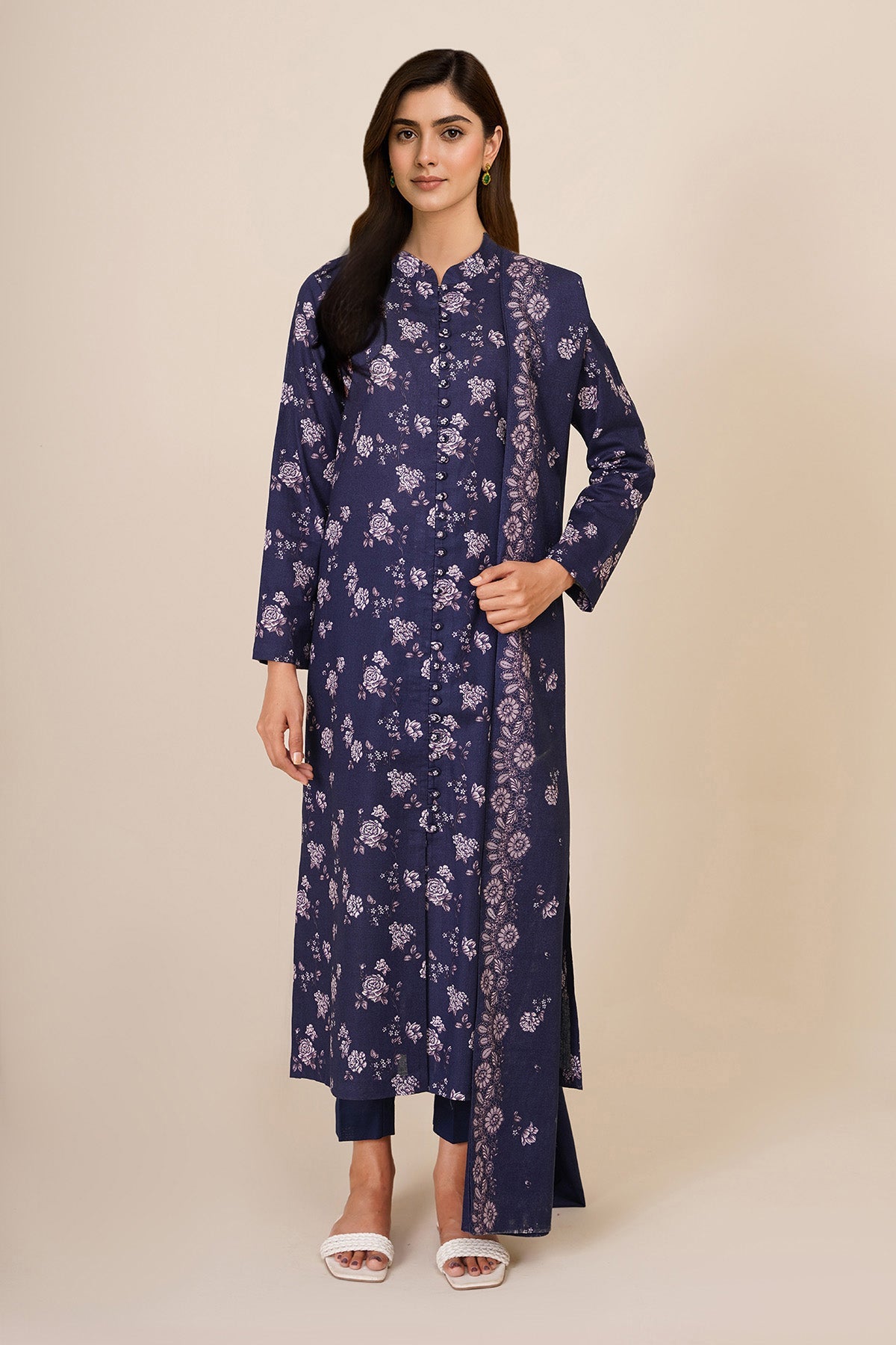 3 Piece - Printed Khaddar Suit - X7132 - Shop Now at Kayseria
