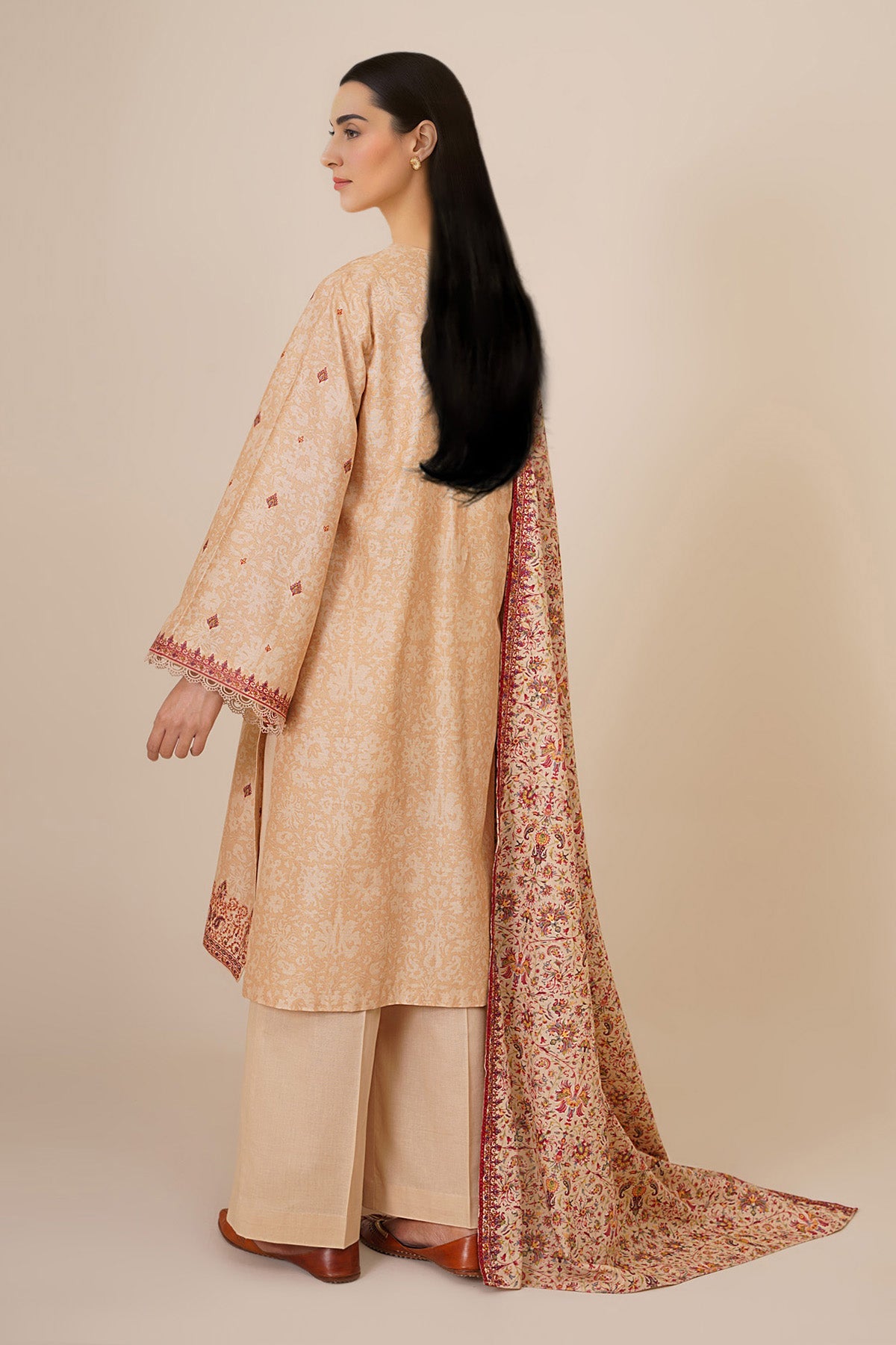 3 Piece - Printed & Embroidered Khaddar Suit - C6397 - Shop Now at Kayseria