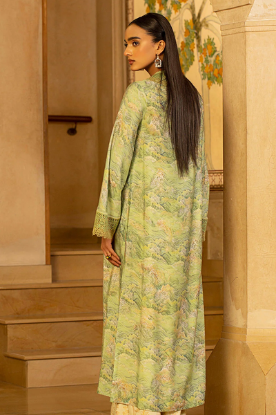 2 Piece - Printed & Embroidered Viscose Silk Suit - MCP1413 - Shop Now at Kayseria