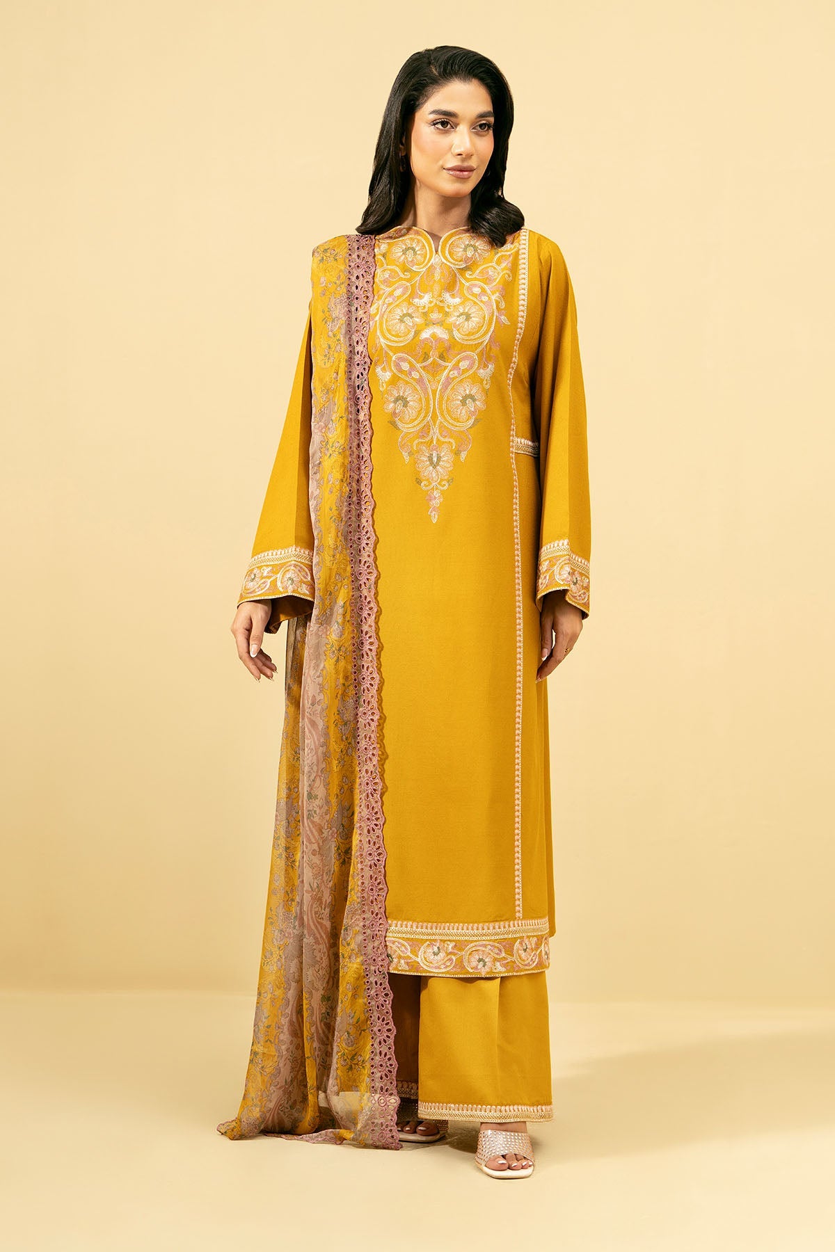 3 Piece - Printed & Embroidered Suit - C6077 - Shop Now at Kayseria