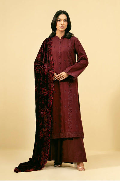 3 Piece - Embroidered Khaddar Suit - Shop Now at Kayseria