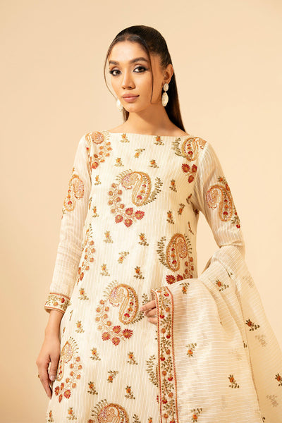 3 Piece - Embroidered Organza Suit - E1380 - Shop Now at Kayseria