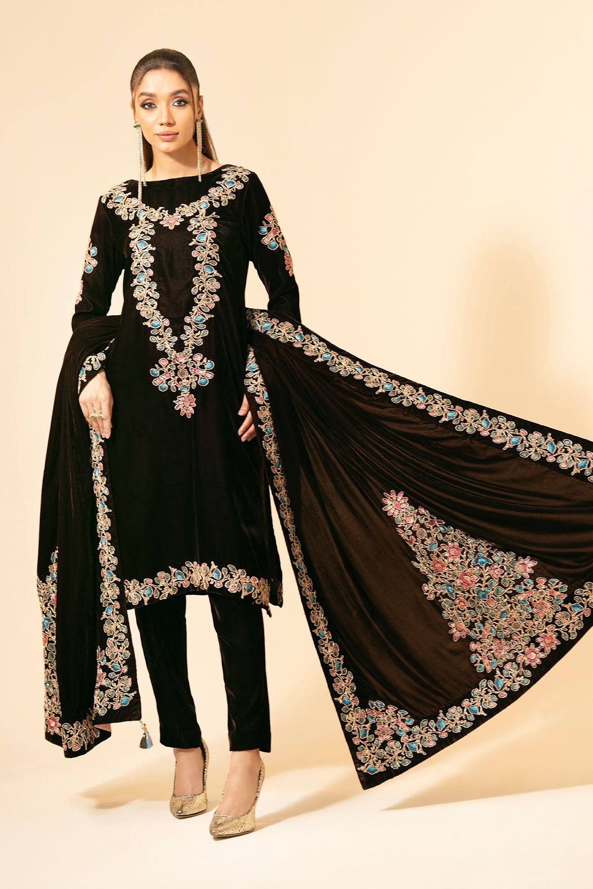 3 Piece - Embroidered Suit - E1473 - Shop Now at Kayseria