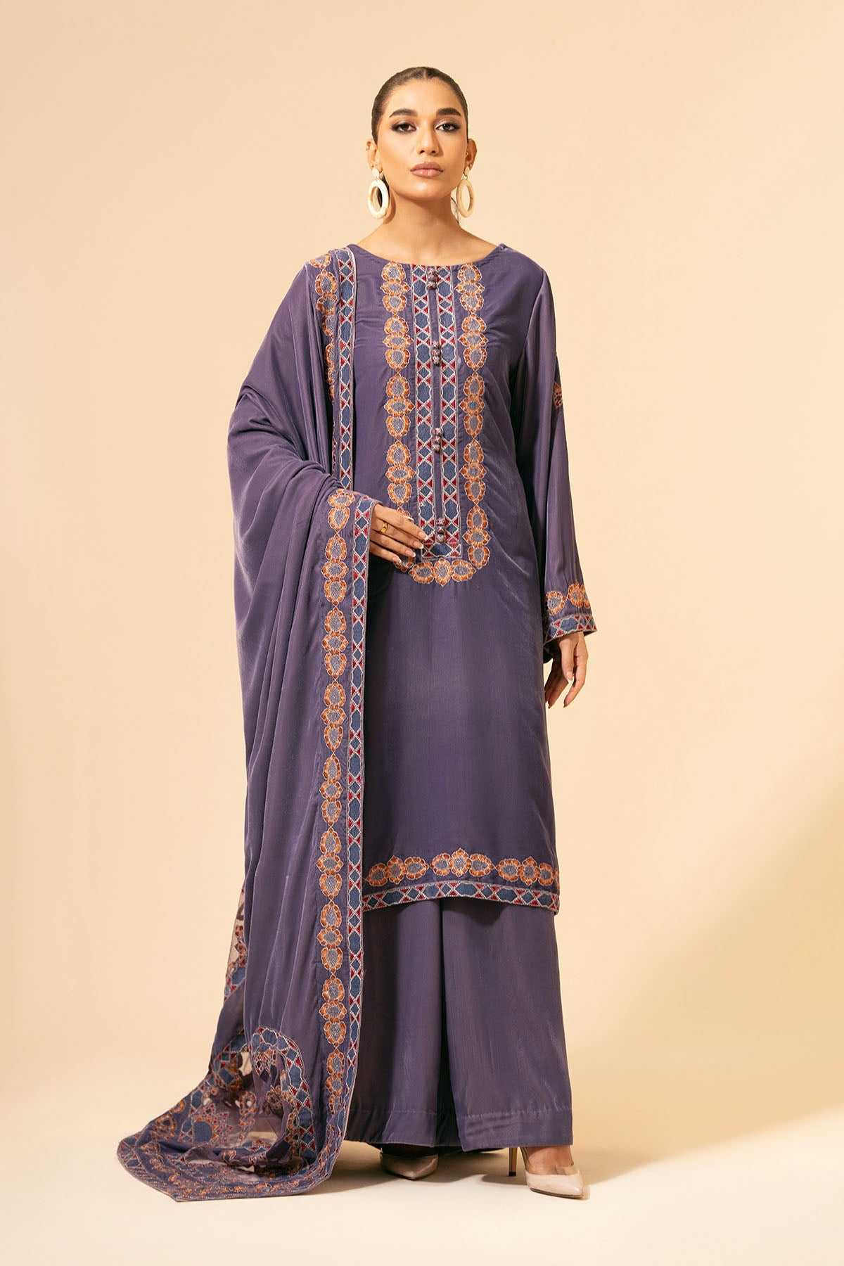 3 Piece - Embroidered Suit - E1474 - Shop Now at Kayseria