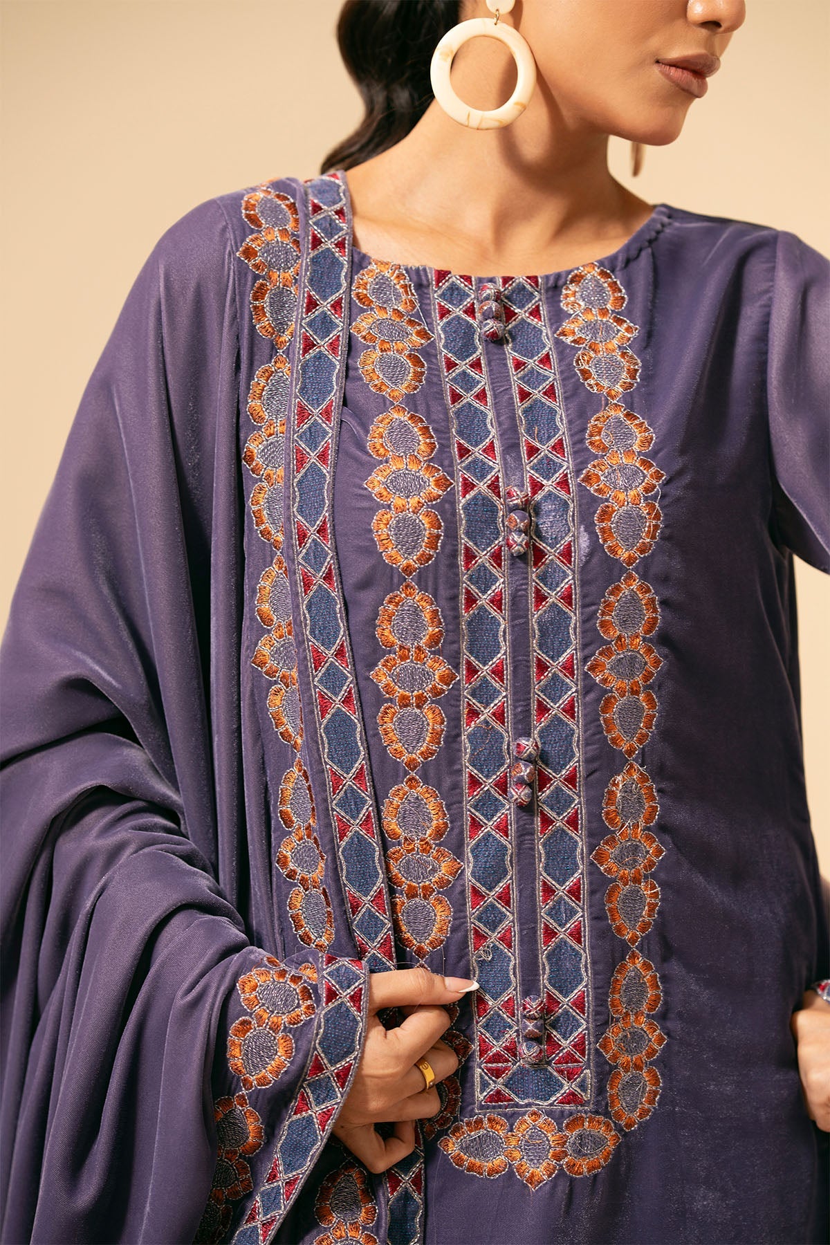 3 Piece - Embroidered Suit - E1474 - Shop Now at Kayseria