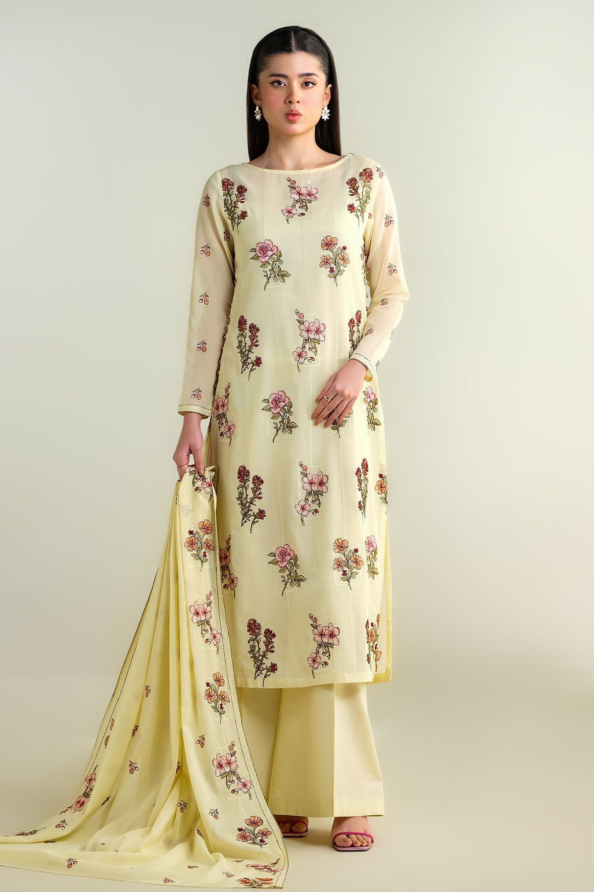 3 Piece -  Embroidered Swiss Lawn Suit - E1620 - Shop Now at Kayseria