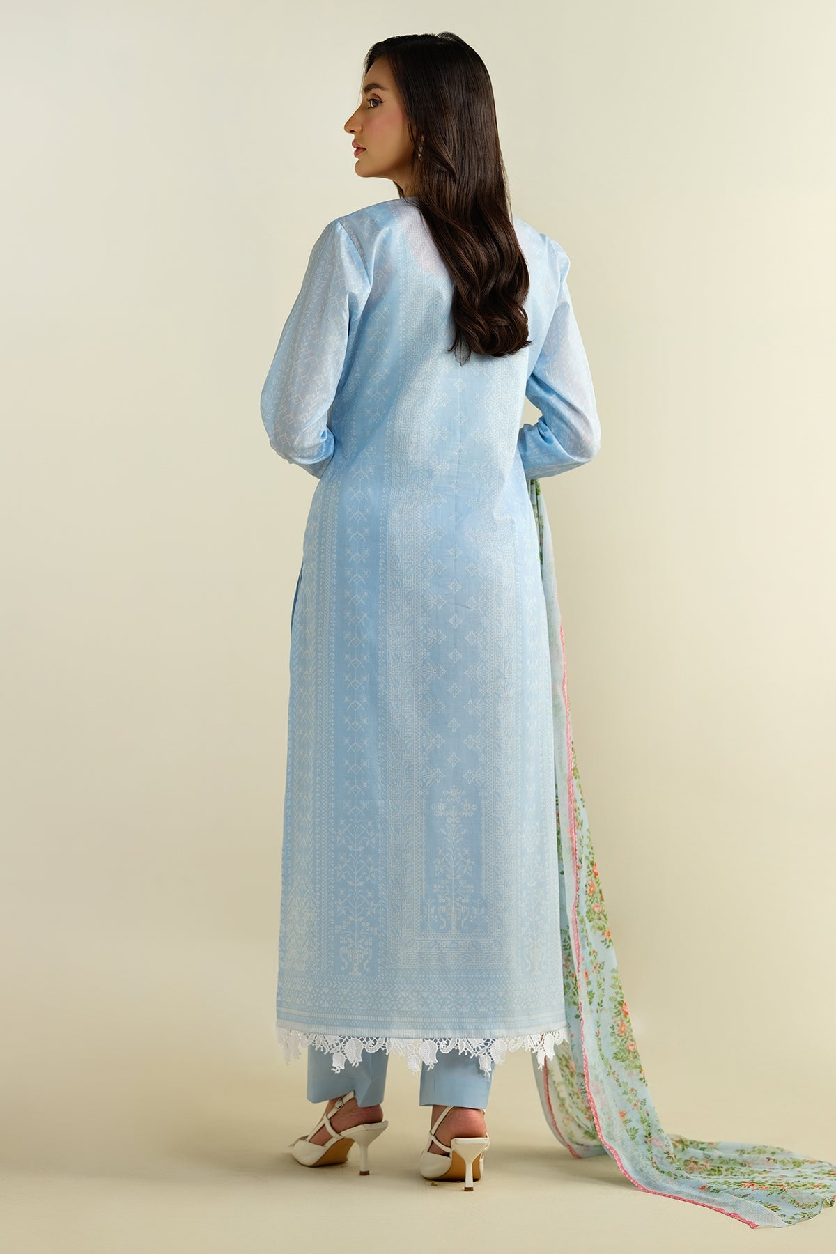 3 Piece - Printed & Embroidered Cotton Lawn Suit - E1691 - Shop Now at Kayseria