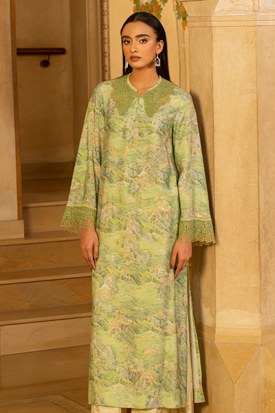 2 Piece - Printed & Embroidered Viscose Silk Suit - MCP1413 - Shop Now at Kayseria