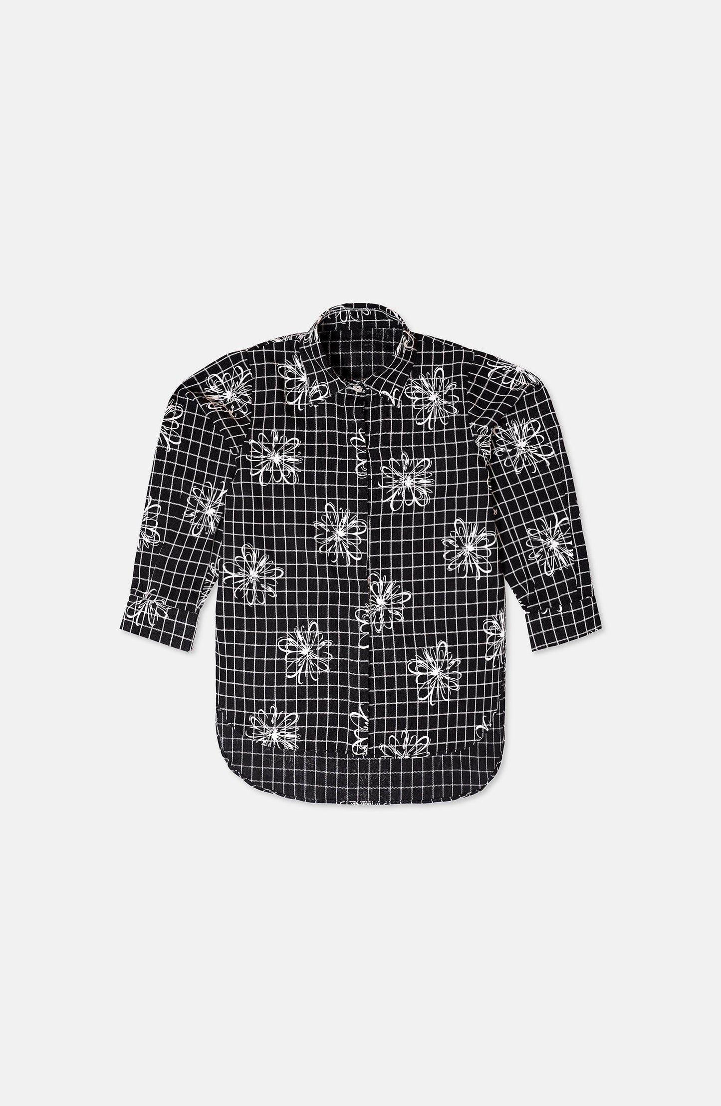 Checked Floral Buttondown Shirt