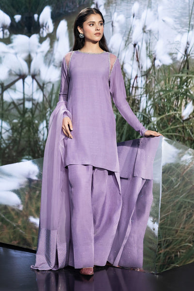 3 Piece - Embellished Silk Suit - KPS25-P3490 - Shop Now at Kayseria