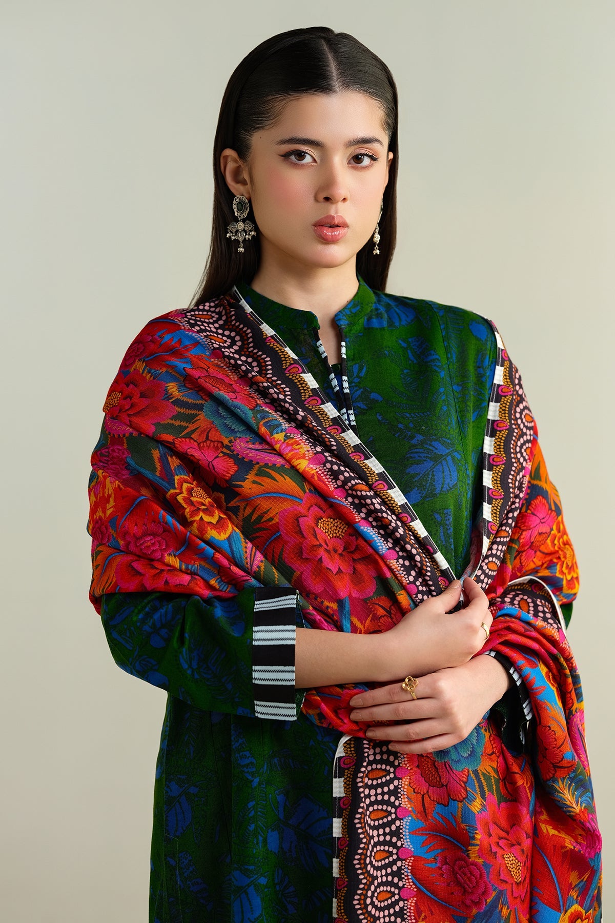 3 Piece - Printed Khaddar Suit - KPW24-P3043-43 - Shop Now at Kayseria