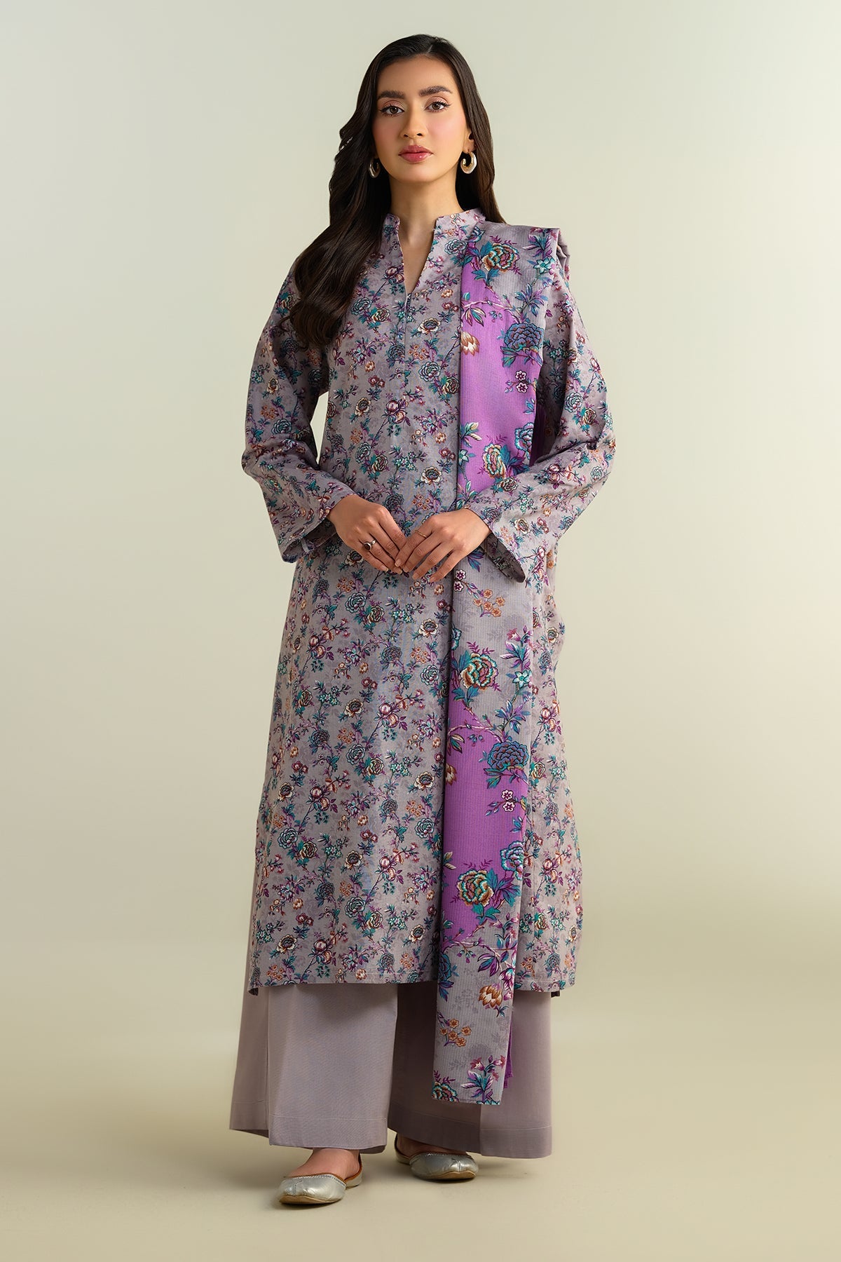 3 Piece - Printed Khaddar Suit - KPW24-P3134-134 - Shop Now at Kayseria