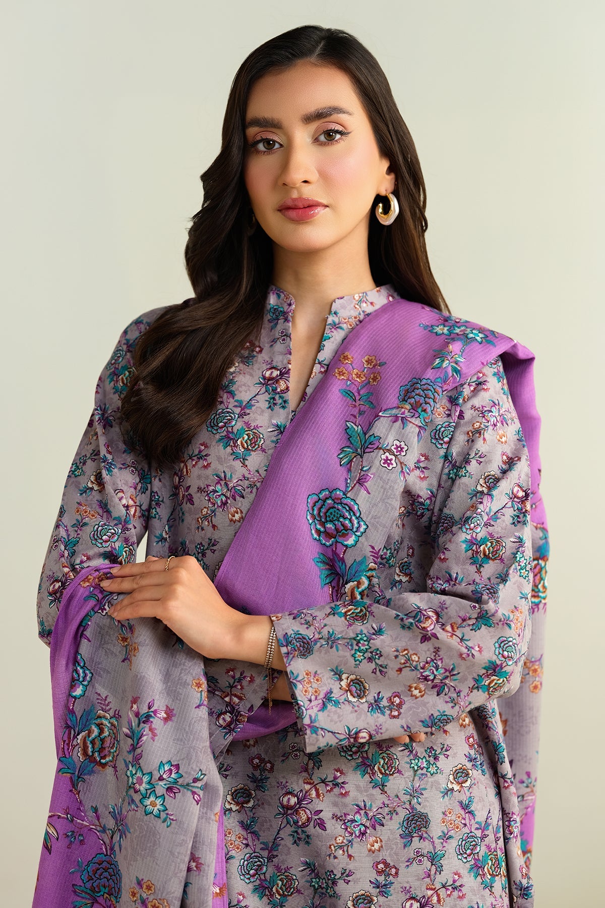 3 Piece - Printed Khaddar Suit - KPW24-P3134-134