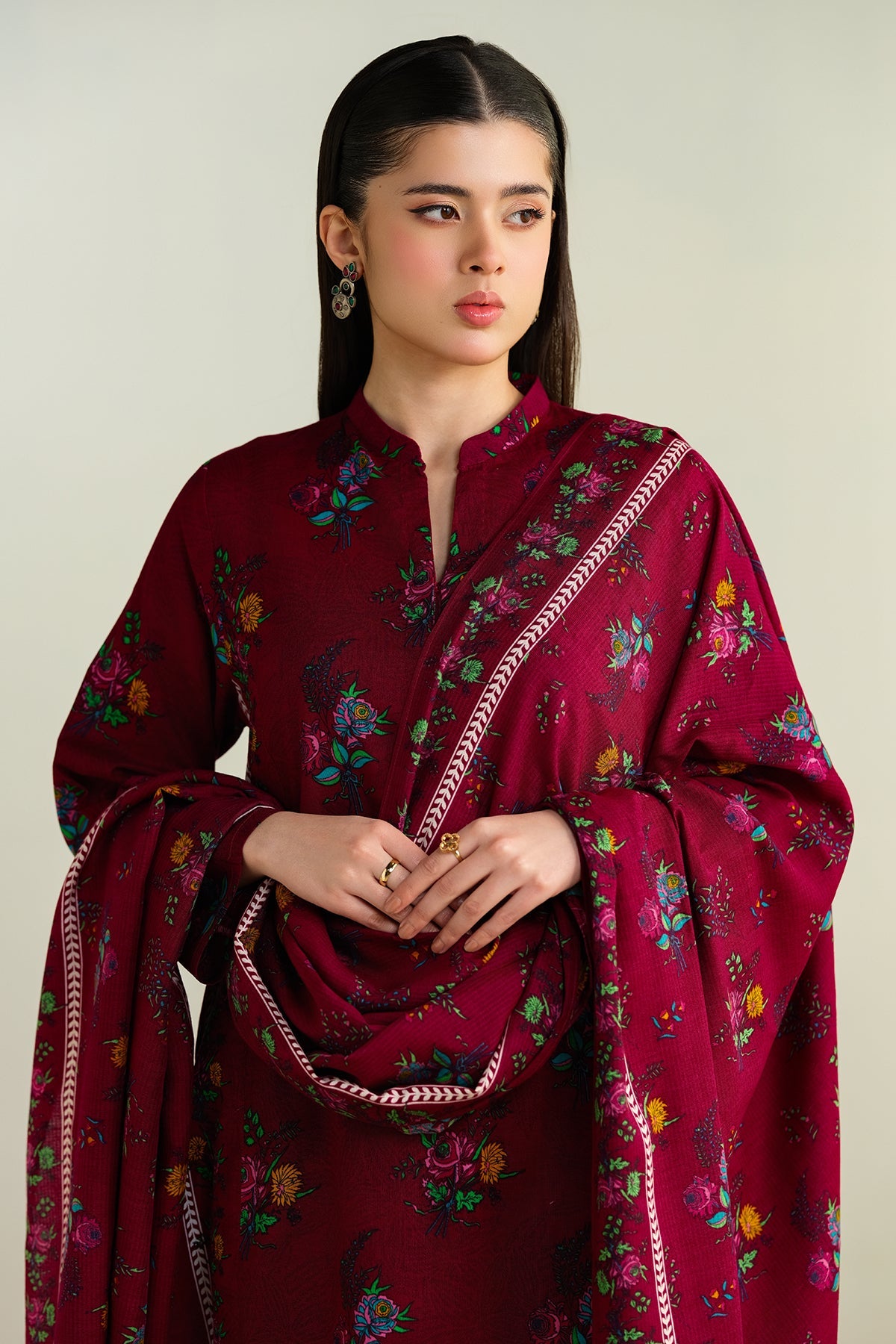 3 Piece - Printed Khaddar Suit - KPW24-P3136-136