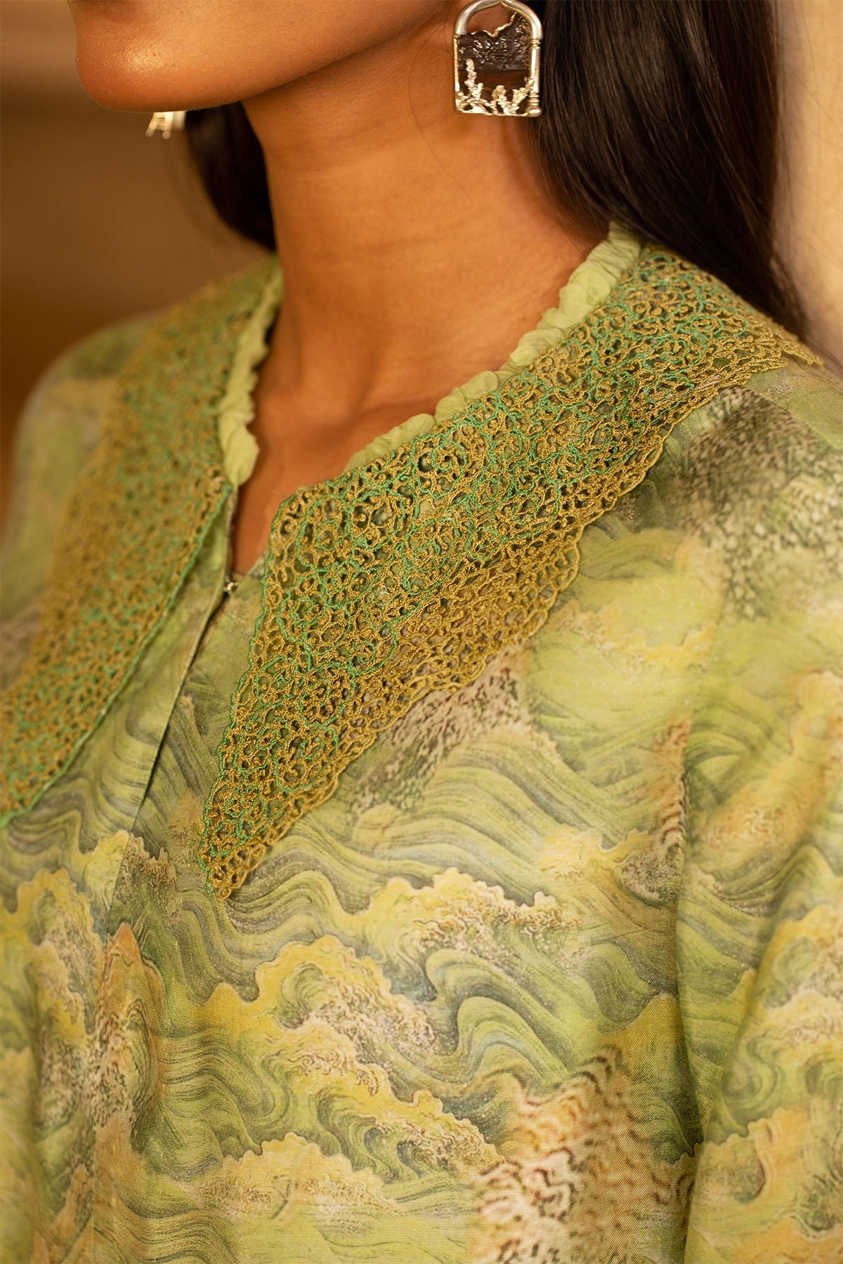 2 Piece - Printed & Embroidered Viscose Silk Suit - MCP1413 - Shop Now at Kayseria