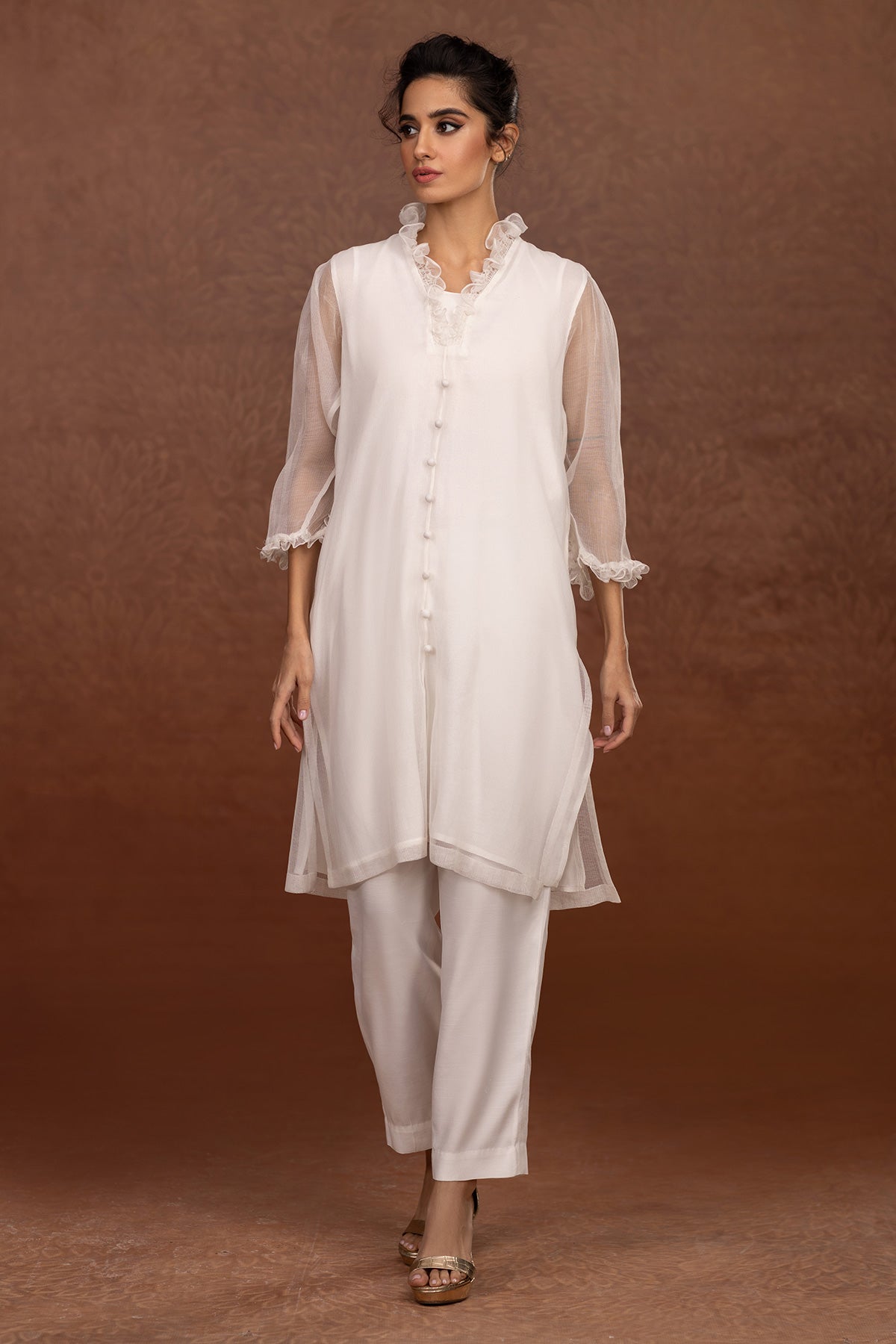 2 Piece - Dyed Chery Net Suit - MCP-1327-32 - Shop Now at Kayseria