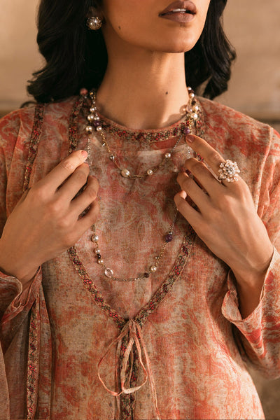 4 Piece - Printed & Embroidered Shimmer Net Suit - MCP1714 - Shop Now at Kayseria