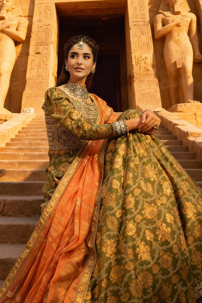 3 Piece - Printed & Embroidered Raw Silk Suit - E1785 - Shop Now at Kayseria