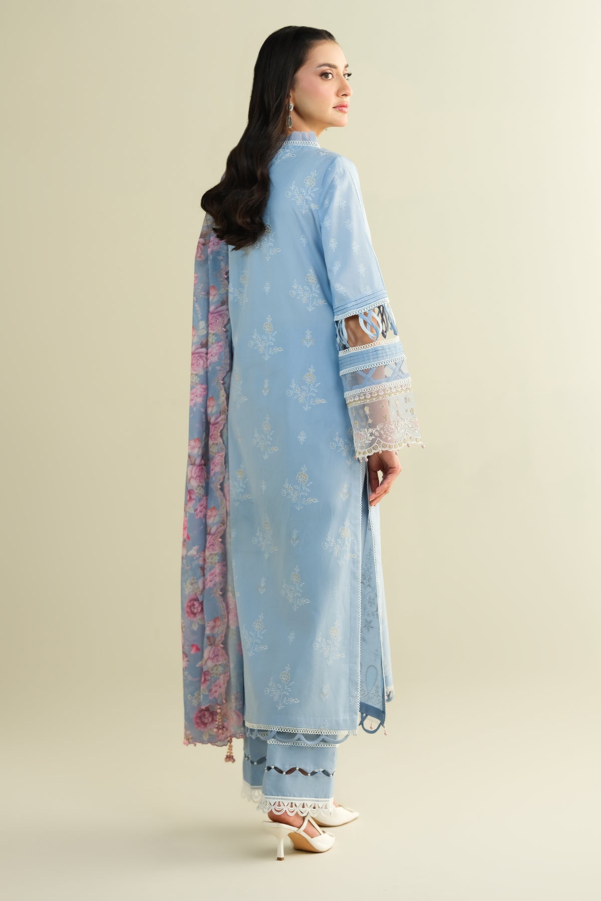 3 Piece - Printed & Embroidered Suit - C6130 - Shop Now at Kayseria