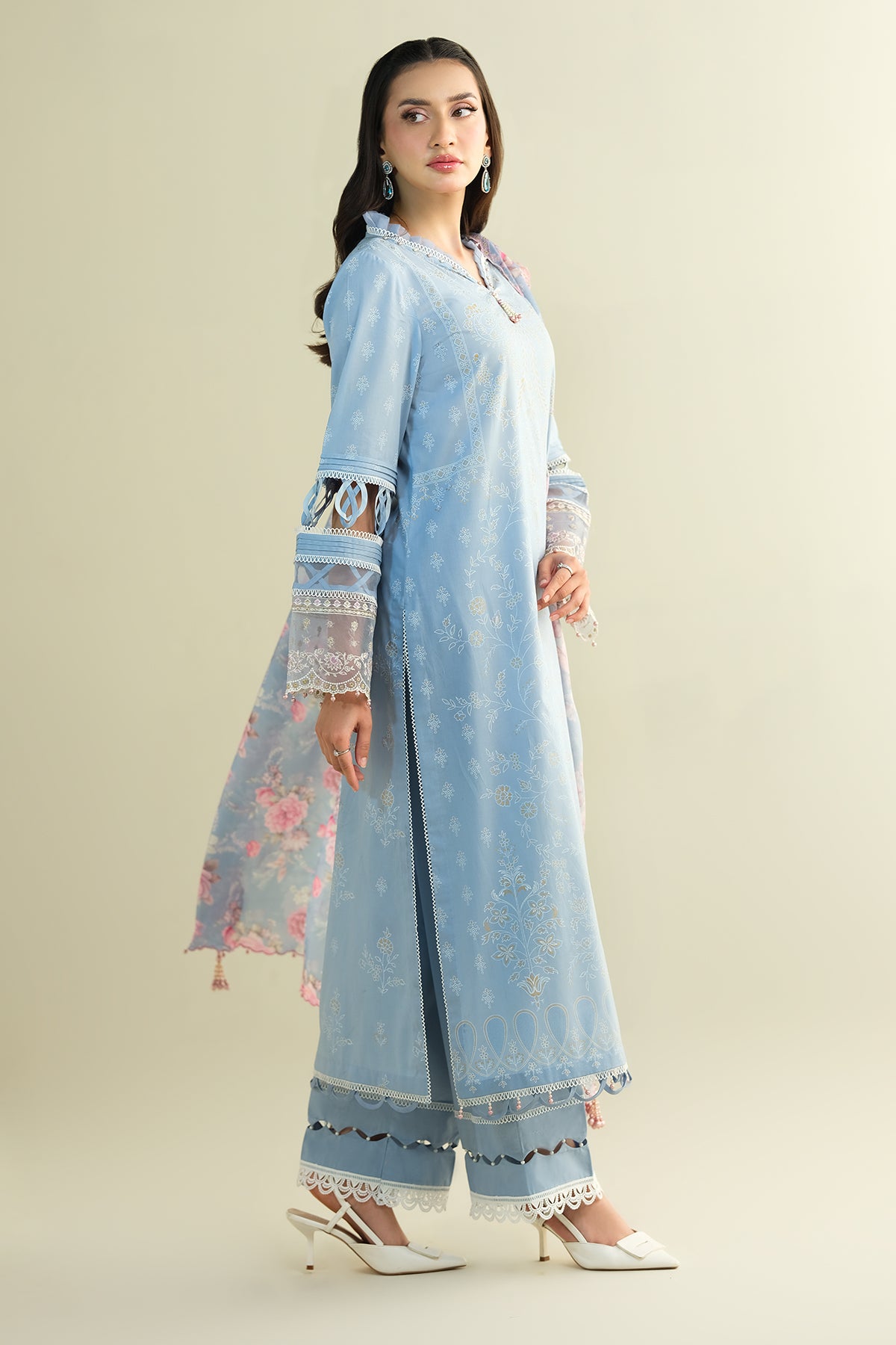 3 Piece - Printed & Embroidered Suit - C6130 - Shop Now at Kayseria