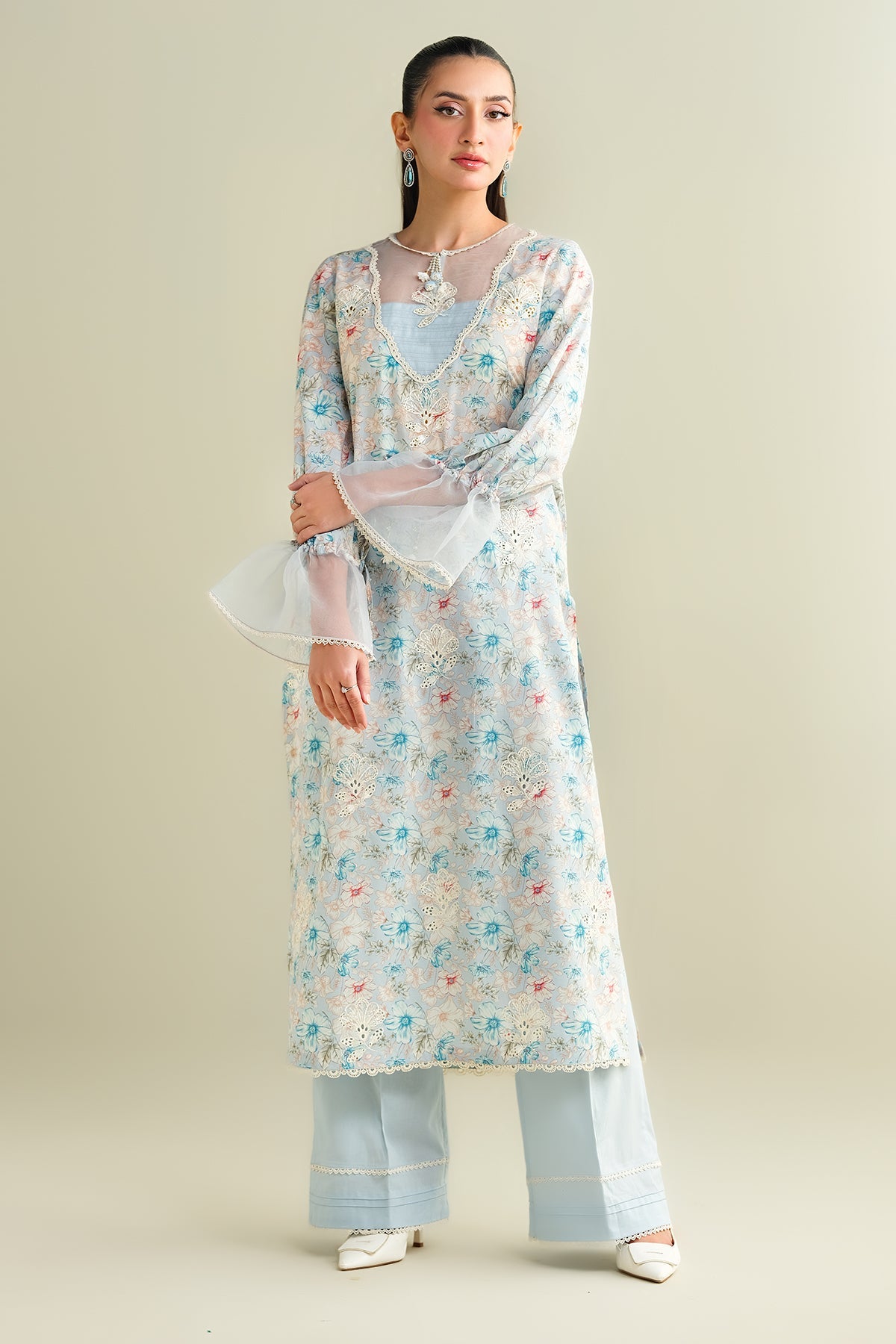 2 Piece - Printed & Embroidered Suit - C6102 - Shop Now at Kayseria
