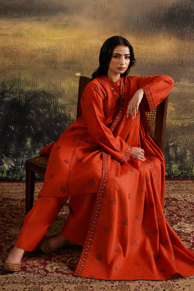 3 Piece - Embroidered Slub Khaddar Suit - C6407 - Shop Now at Kayseria