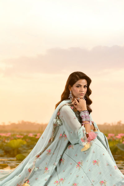 3 Piece - Embroidered Slub Khaddar Suit - C6385