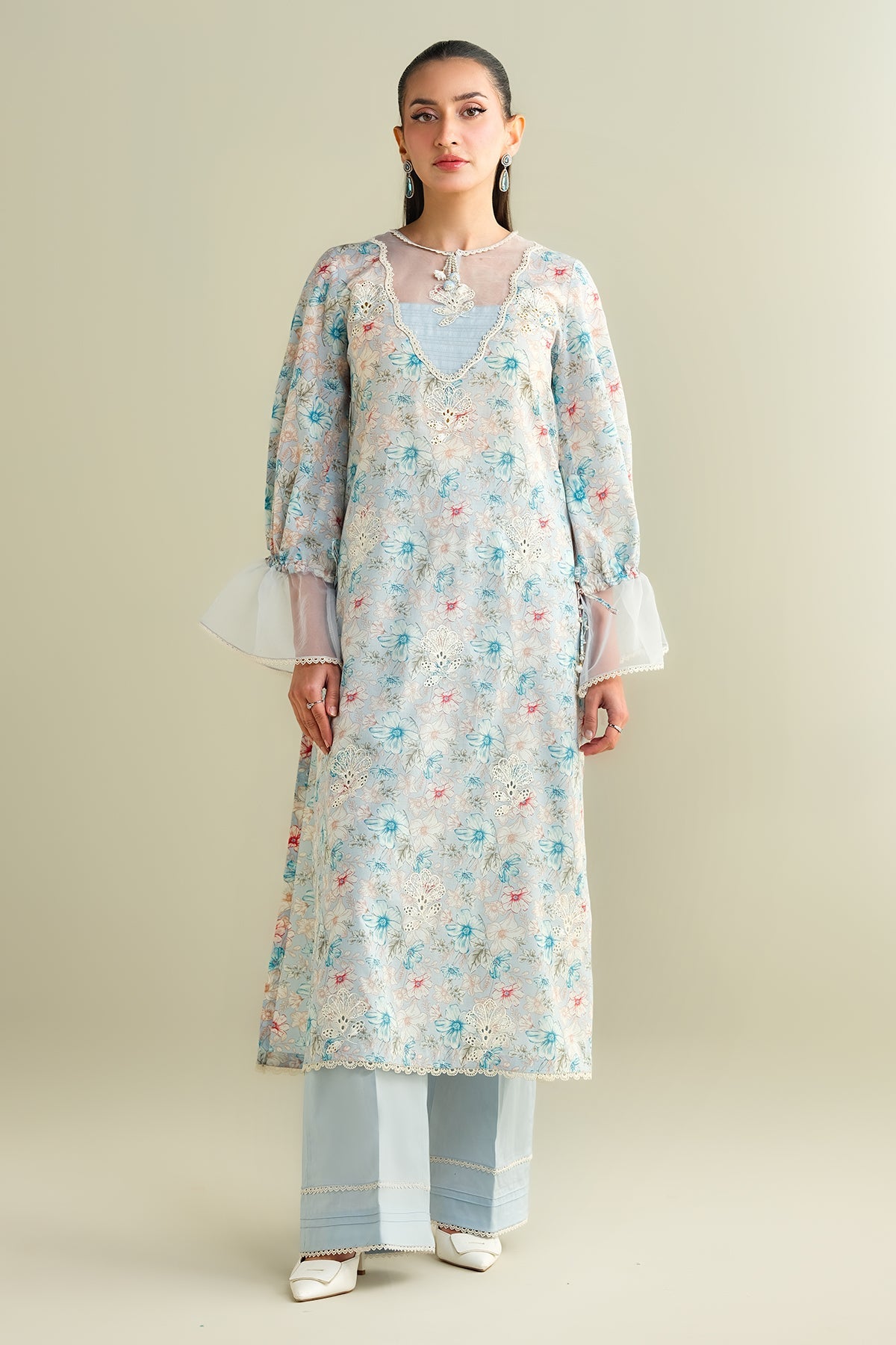 2 Piece - Printed & Embroidered Suit - C6102 - Shop Now at Kayseria