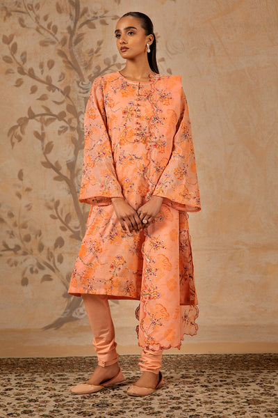 3 Piece - Printed & Embroidered Malmal Suit - MC1613-1 - Shop Now at Kayseria