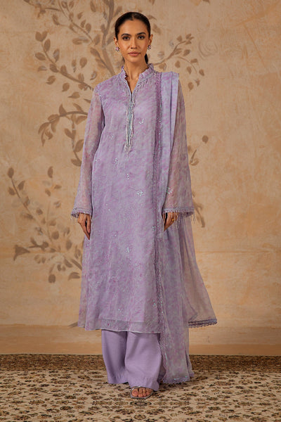 4 Piece - Printed & Embroidered Pure Chiffon Suit - MC1612-2 - Shop Now at Kayseria