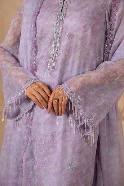 4 Piece - Printed & Embroidered Pure Chiffon Suit - MC1612-2 - Shop Now at Kayseria