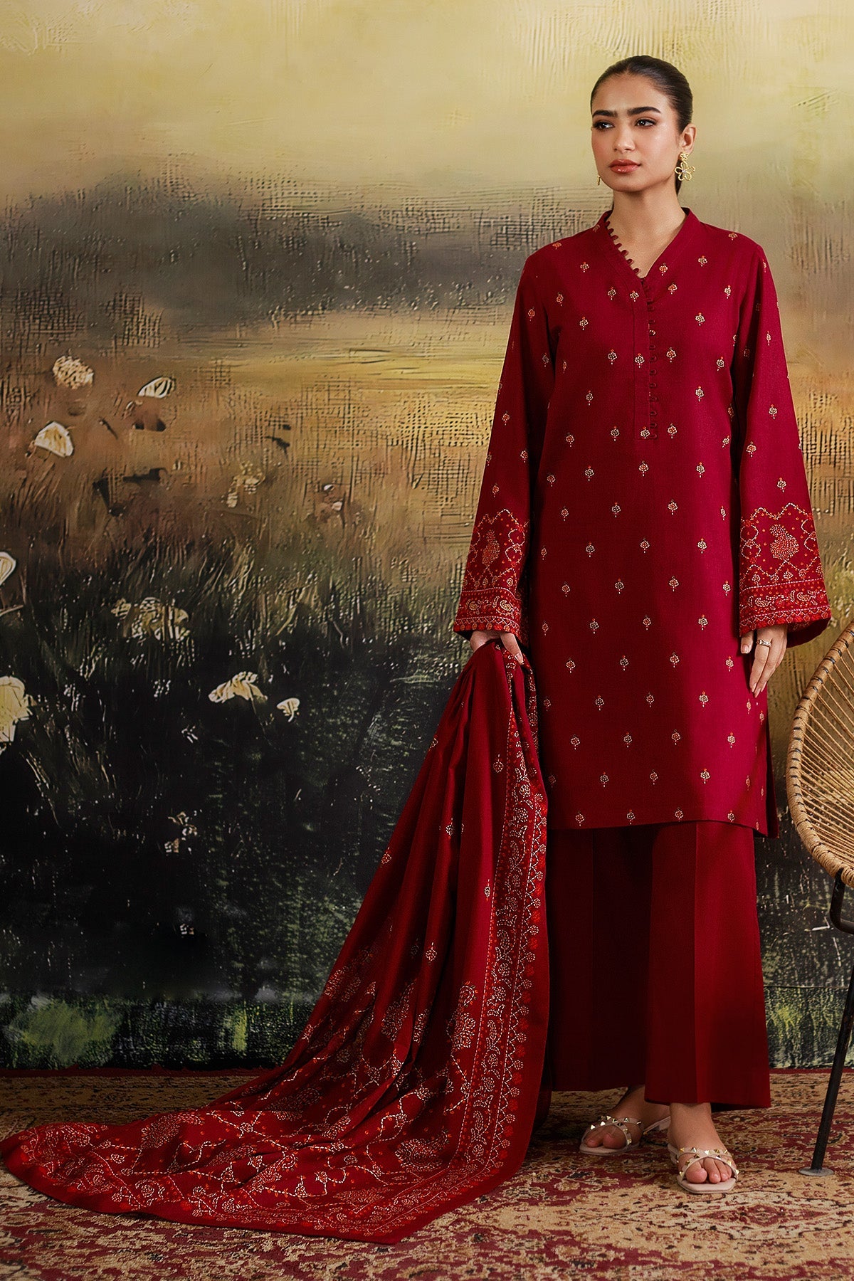 3 Piece - Printed Khaddar Suit - C6449 - Shop Now at Kayseria