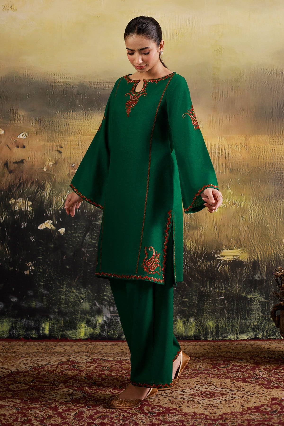 2 Piece - Embroidered Khaddar Suit - C6355 - Shop Now at Kayseria