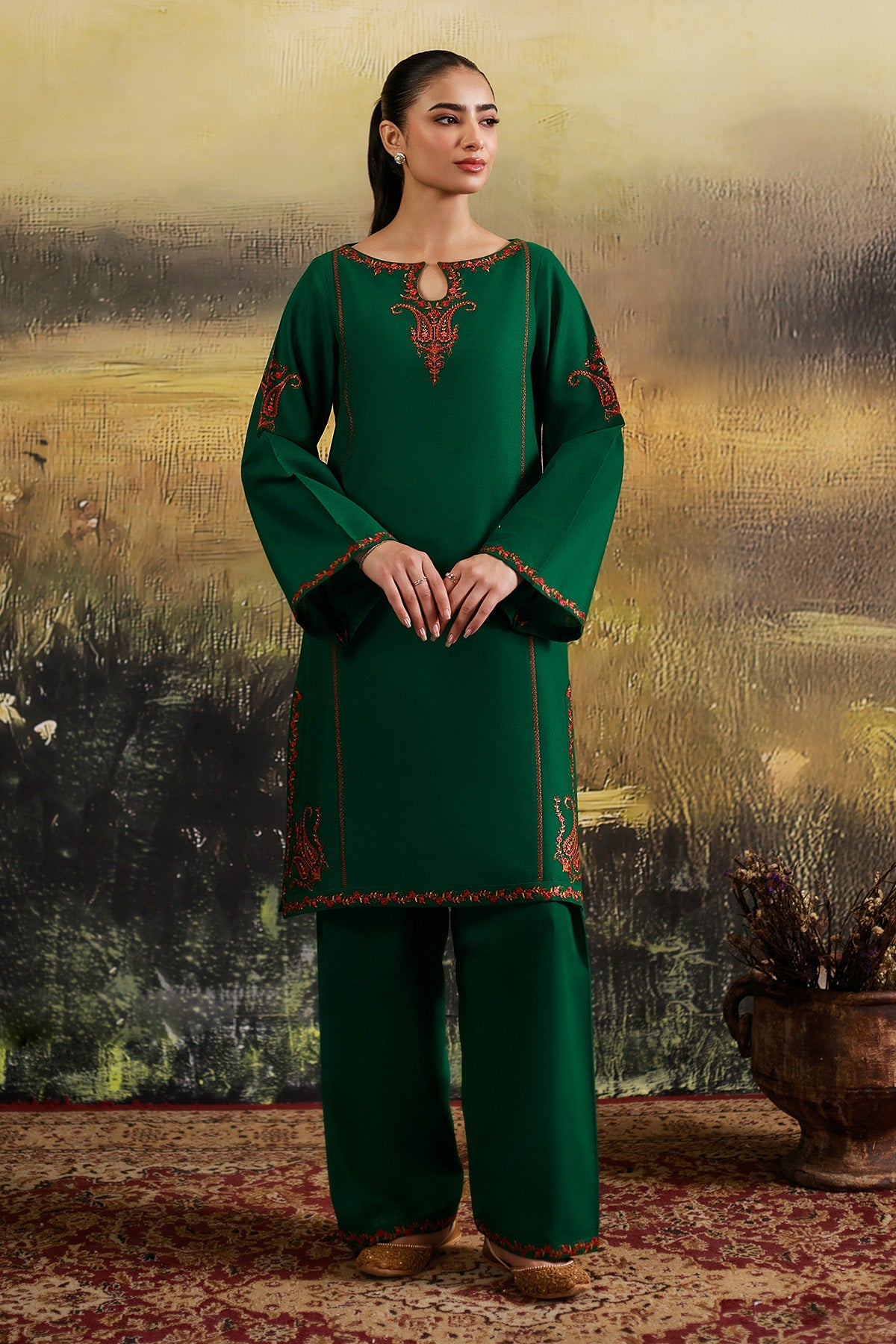 2 Piece - Embroidered Khaddar Suit - C6355 - Shop Now at Kayseria