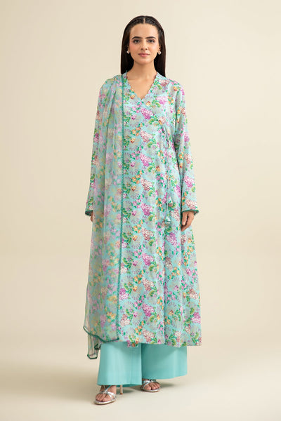 3 Piece - Printed & Embroidered Malmal Suit - MC1813-1 - Shop Now at Kayseria