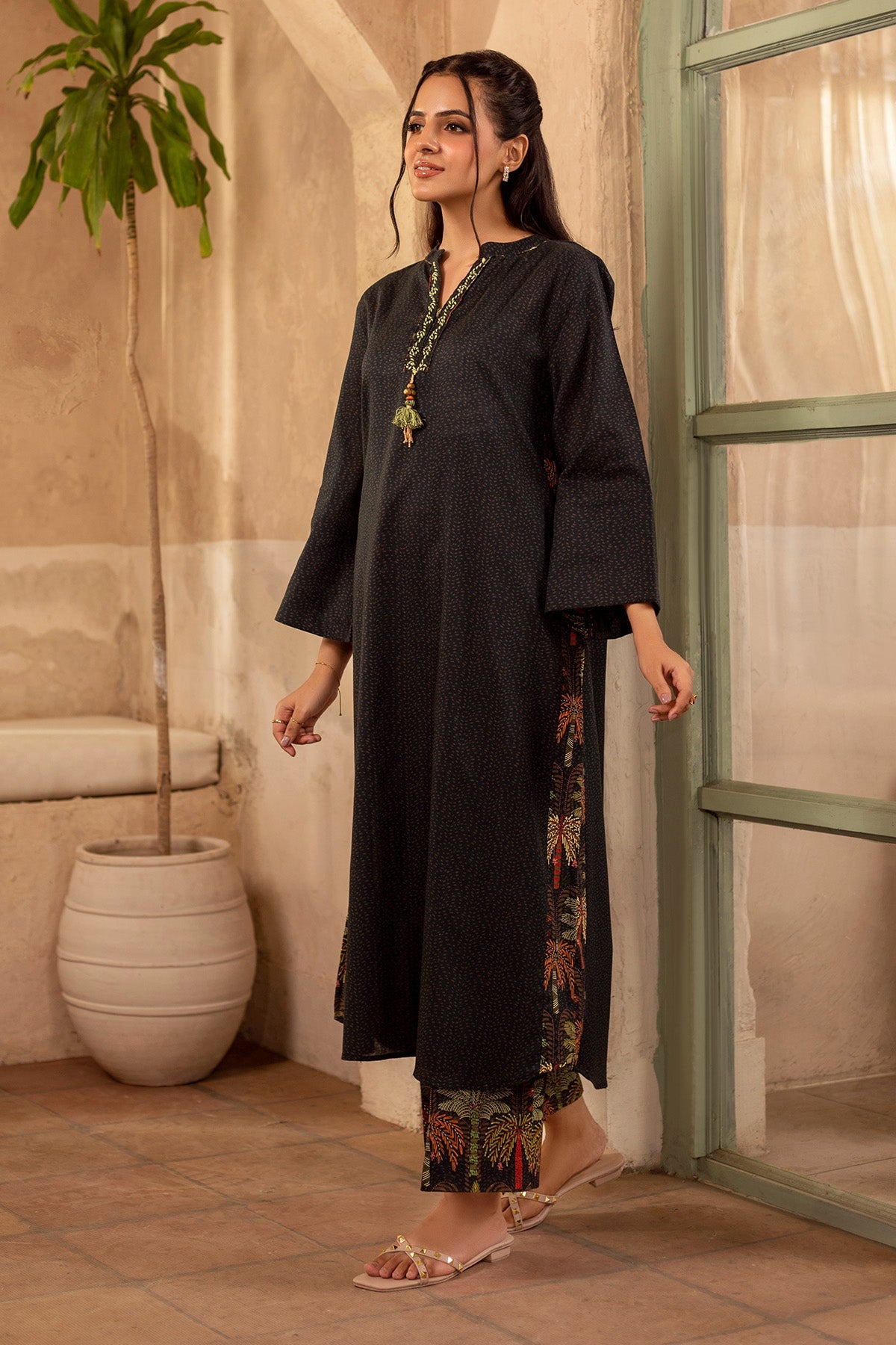 2 Piece - Printed & Embellished Khaddar Suit - KPW25-P3809