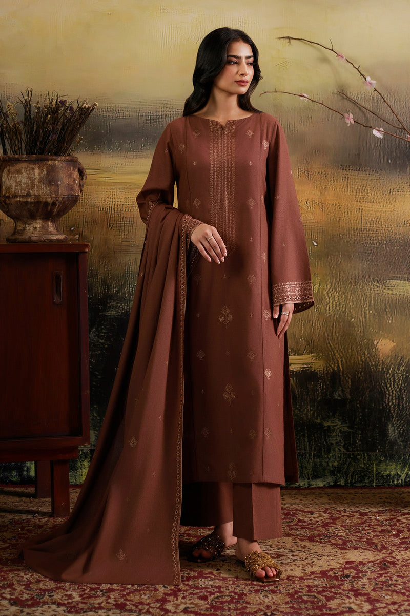 3 Piece - Embroidered Viscose Karandi Suit - C6378 - Shop Now at Kayseria