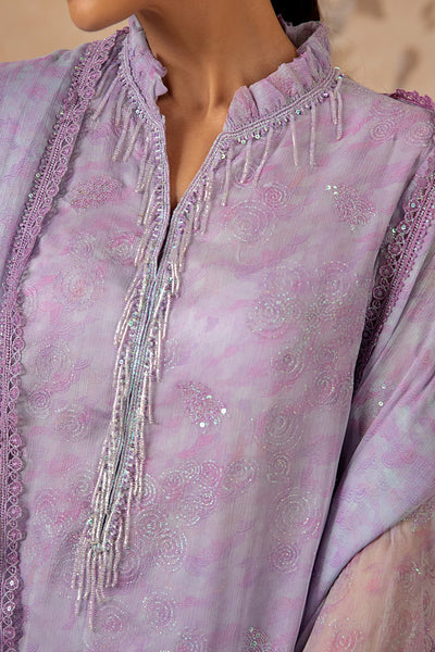 4 Piece - Printed & Embroidered Pure Chiffon Suit - MC1612-2 - Shop Now at Kayseria