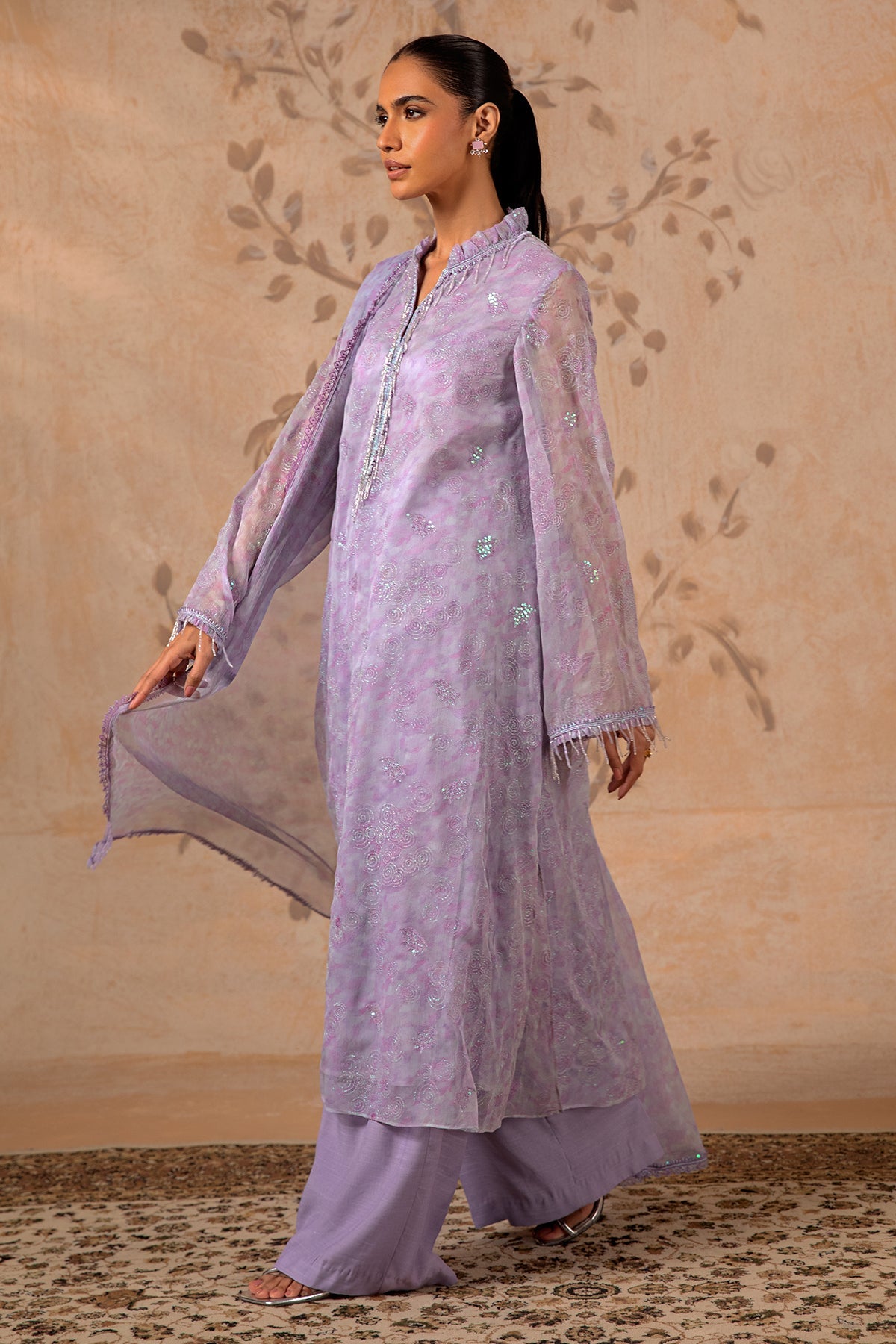 4 Piece - Printed & Embroidered Pure Chiffon Suit - MC1612-2 - Shop Now at Kayseria