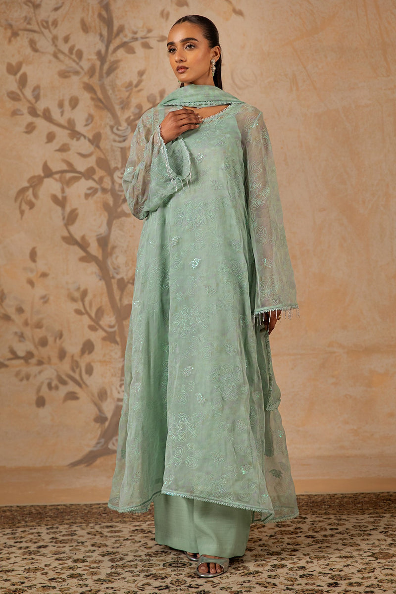 4 Piece - Printed & Embroidered Pure Chiffon Suit - MC1612-1 - Shop Now at Kayseria