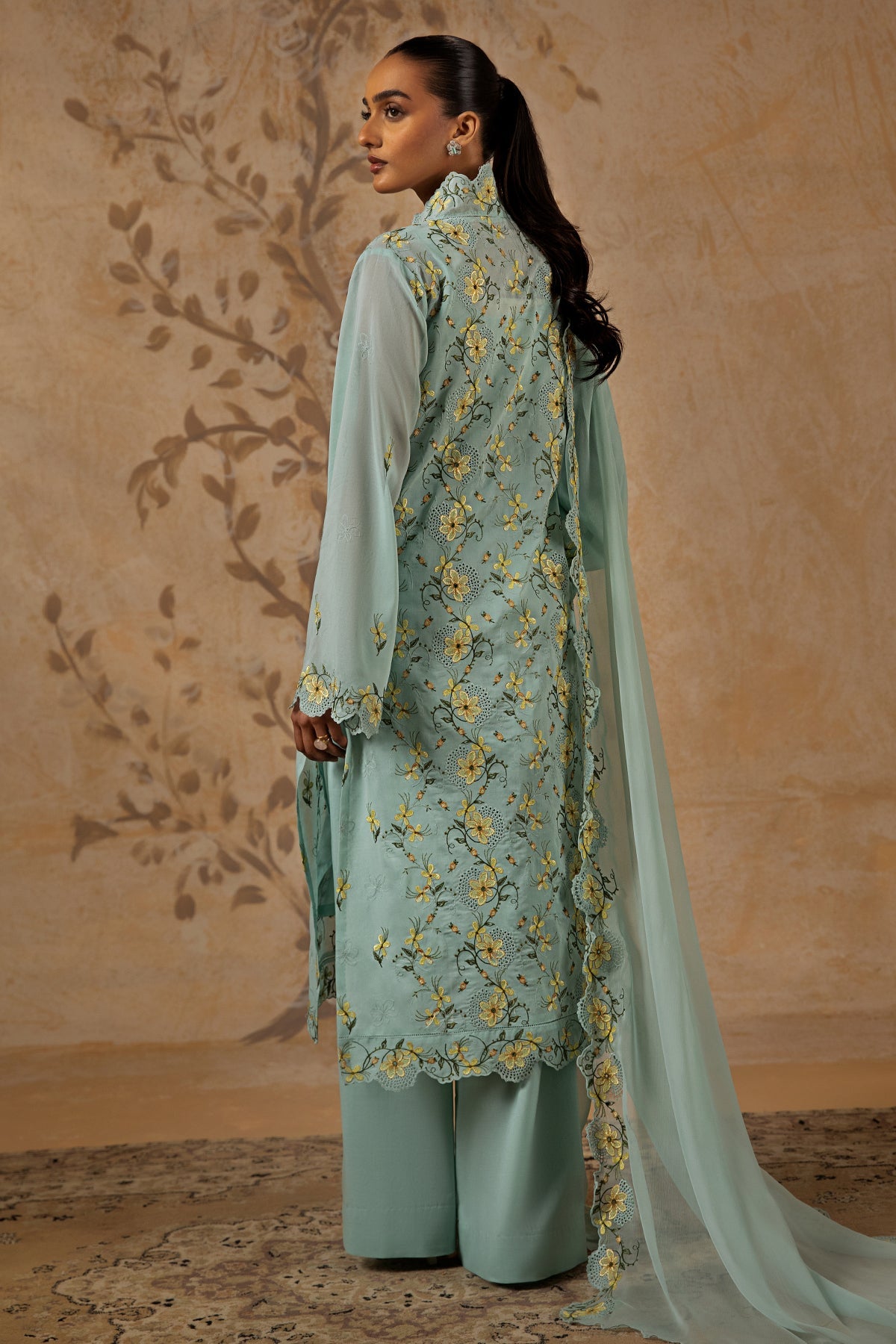 4 Piece - Embroidered Pure Voile Suit - MC1611 - Shop Now at Kayseria