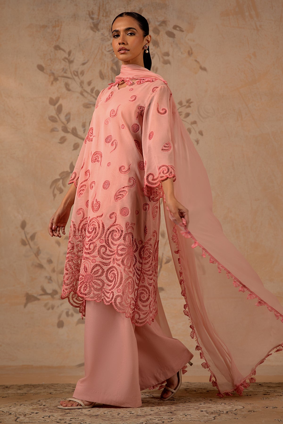 4 Piece - Embroidered Pure Voile Suit - MC1608-1 - Shop Now at Kayseria