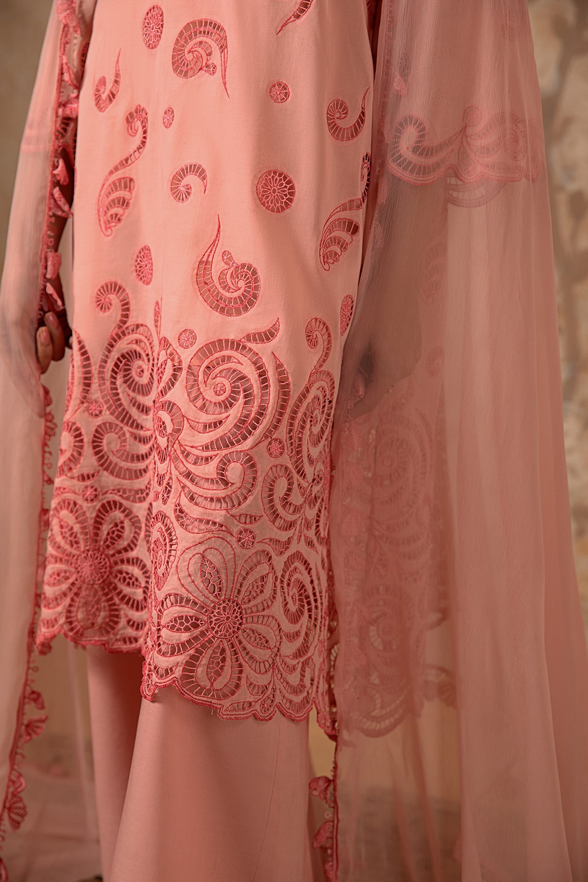 4 Piece - Embroidered Pure Voile Suit - MC1608-1 - Shop Now at Kayseria