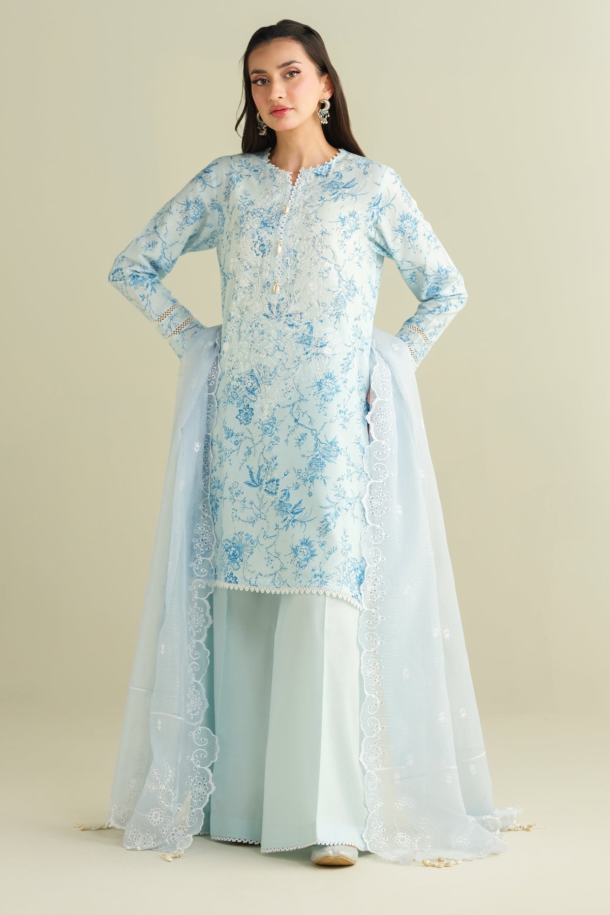 3 Piece - Printed & Embroidered Suit - C6158 - Shop Now at Kayseria