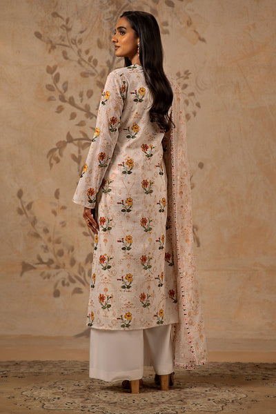 3 Piece - Printed & Embroidered Malmal Suit - MC1234-2 - Shop Now at Kayseria