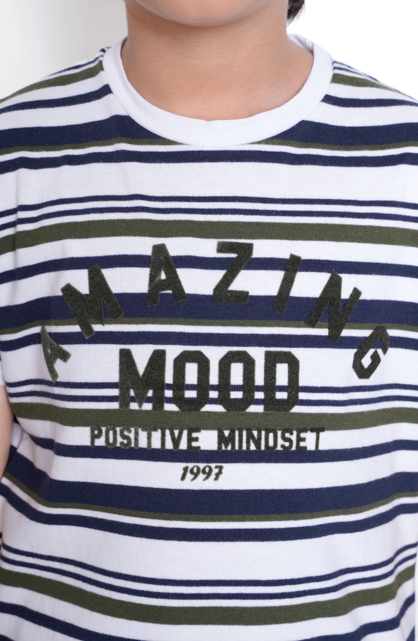 Striped T Shirt With Text Grap